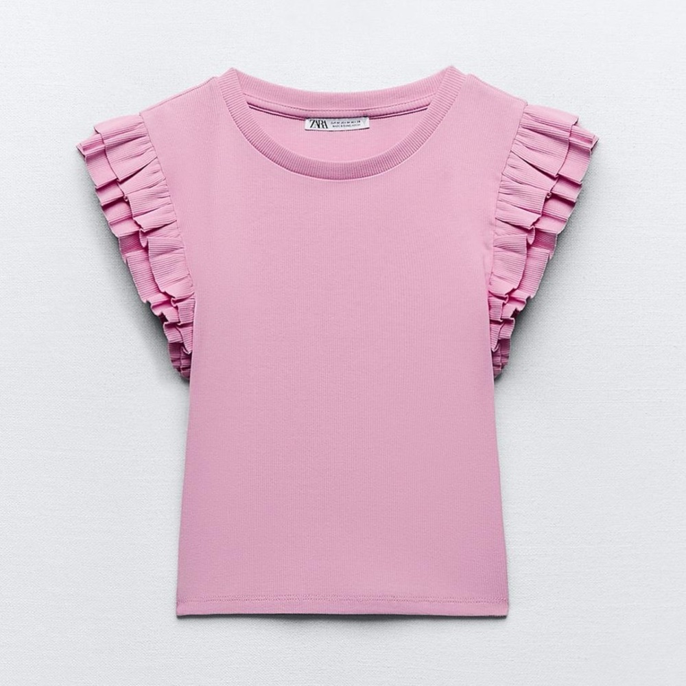Zara Pink Ruffle Sleeve Top